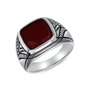 Sterling Silver 925 Red Oxidized Men's Ring